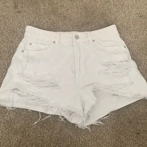 High waisted white festival style shorts